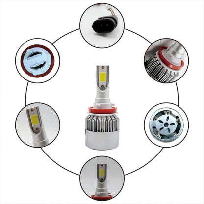 2pcs H8/H11 18W 1800LM 6000K Waterproof IP68 Car Auto LED Headlight with 2 COB LED Lamps, DC 9-36V(White Light) - LED Headlamps by buy2fix | Online Shopping UK | buy2fix