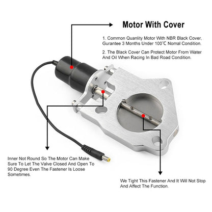 Universal Car 2.5 inch Stainless Steel Racing Electric Exhaust Cutout Valves Control Motor Kit - Exhaust Pipes by buy2fix | Online Shopping UK | buy2fix