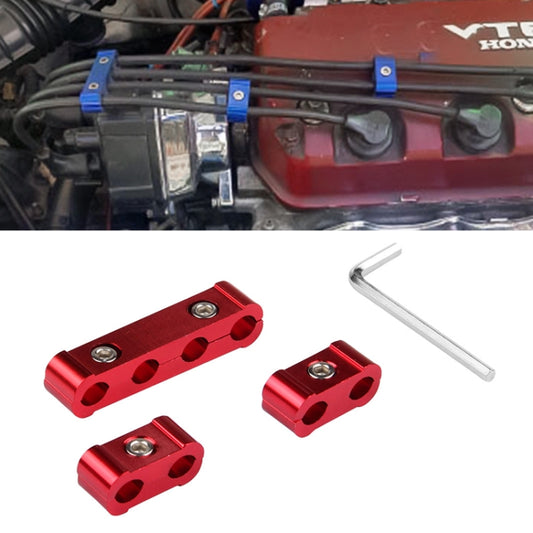3 PCS Aluminum Engine Spark Plug Wire Separator Divider Organizer Clamp Kit (Red) - Booster Cable & Clip by buy2fix | Online Shopping UK | buy2fix