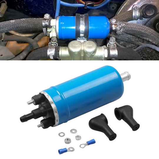 Car 140L/H High Flow In-Line Injection Fuel Pump External Electric Fuel Pump Flow 0580464038 for Mercedes-Benz / Renault / Peugeot / Opel / BMW / Citroen(Blue)
