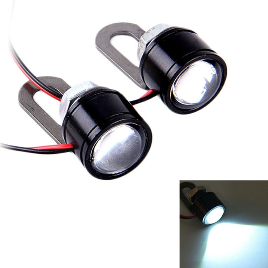2 PCS 12V 3W Eagle Eyes LED Light For Motorcycle ，Wire Length: 45cm(White Light)