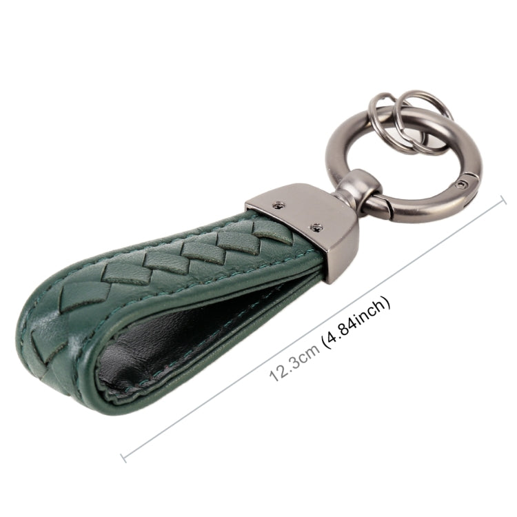 Car Metal + Braided Leather Key Ring Keychain (Dark Green) by buy2fix
