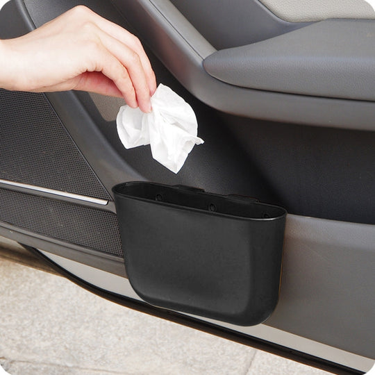 Car Cup Holder Garbage Can Portable Vehicle Trash Can Bin Rubbish Bin Organizer Car-mounted Trash Car Storage Box(Black)