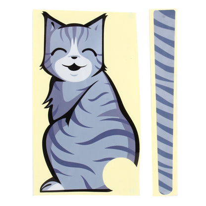Vehicle Car Rear Windshield Window Wiper Reflective Self-Adhesive Smiling Cat Moving Tail Vinyl Decal Sticker by buy2fix