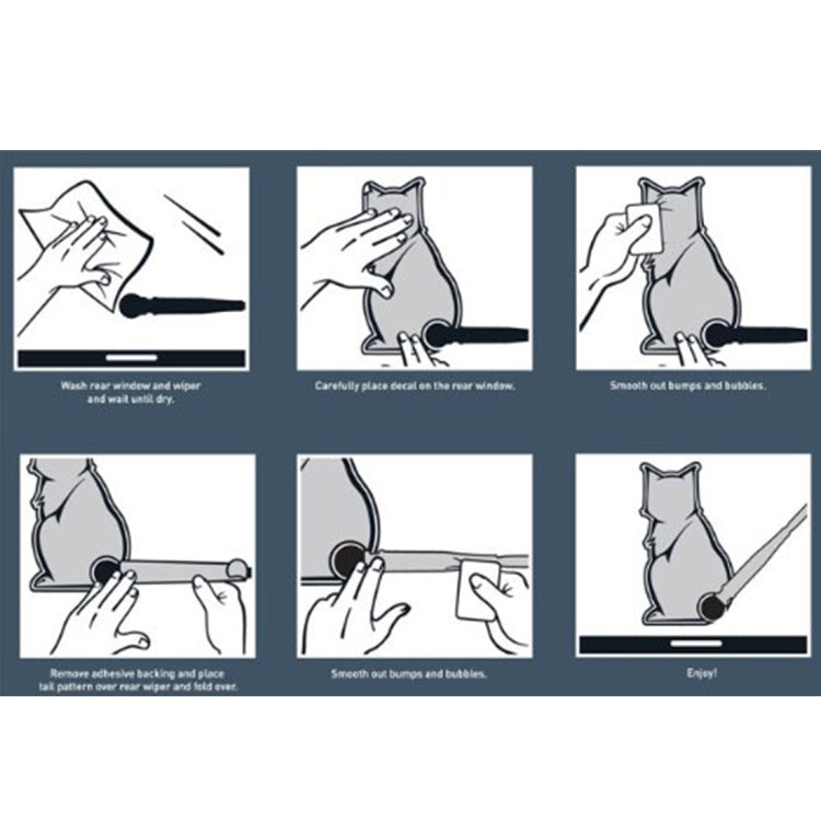 Vehicle Car Rear Windshield Window Wiper Reflective Self-Adhesive Smiling Cat Moving Tail Vinyl Decal Sticker by buy2fix