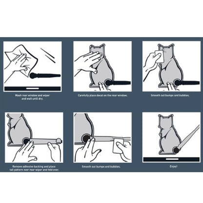 Vehicle Car Rear Windshield Window Wiper Reflective Self-Adhesive Smiling Cat Moving Tail Vinyl Decal Sticker by buy2fix