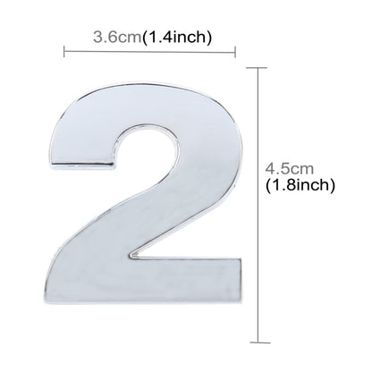 Car Vehicle Badge Emblem 3D Number Two Self-adhesive Sticker Decal, Size: 3.6*4.5*0.5cm by buy2fix