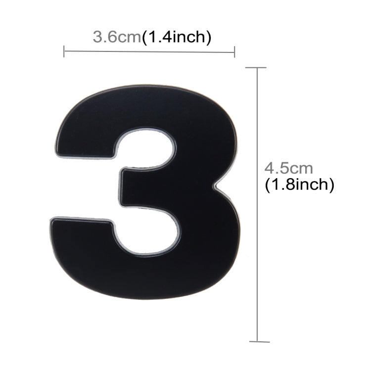 Car Vehicle Badge Emblem 3D Number Three Self-adhesive Sticker Decal, Size: 3.6*4.5*0.5cm by buy2fix