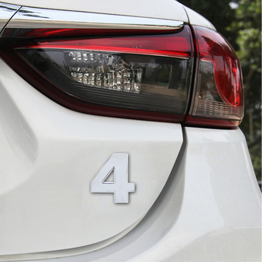 Car Vehicle Badge Emblem 3D Number Four Self-adhesive Sticker Decal, Size: 3.6*4.5*0.5cm