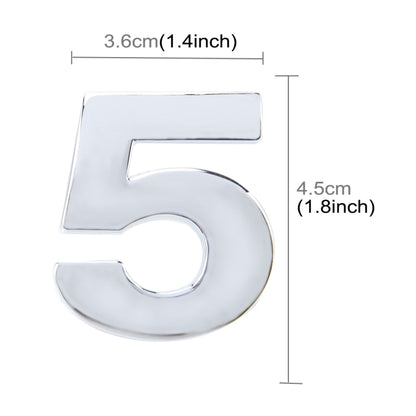 Car Vehicle Badge Emblem 3D Number Five Self-adhesive Sticker Decal, Size: 3.6*4.5*0.5cm by buy2fix
