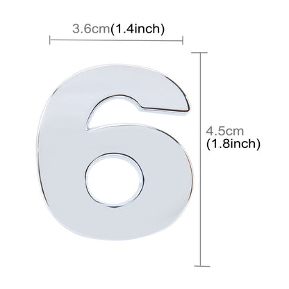 Car Vehicle Badge Emblem 3D Number Six Self-adhesive Sticker Decal, Size: 3.6*4.5*0.5cm by buy2fix