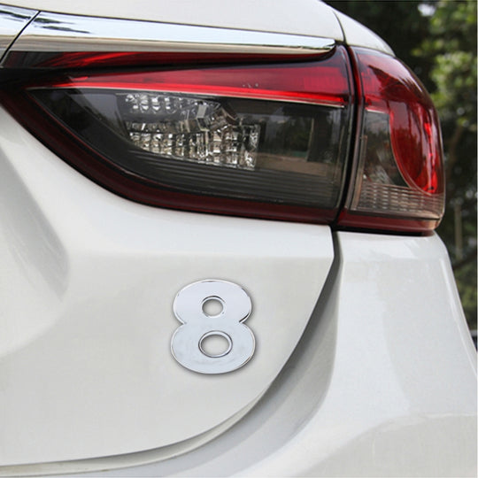 Car Vehicle Badge Emblem 3D Number Eight Self-adhesive Sticker Decal, Size: 3.6*4.5*0.5cm