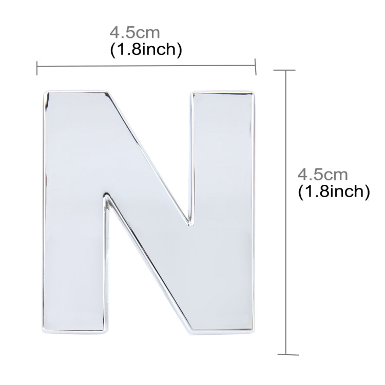 Car Vehicle Badge Emblem 3D English Letter N Self-adhesive Sticker Decal, Size: 4.5*4.5*0.5cm by buy2fix