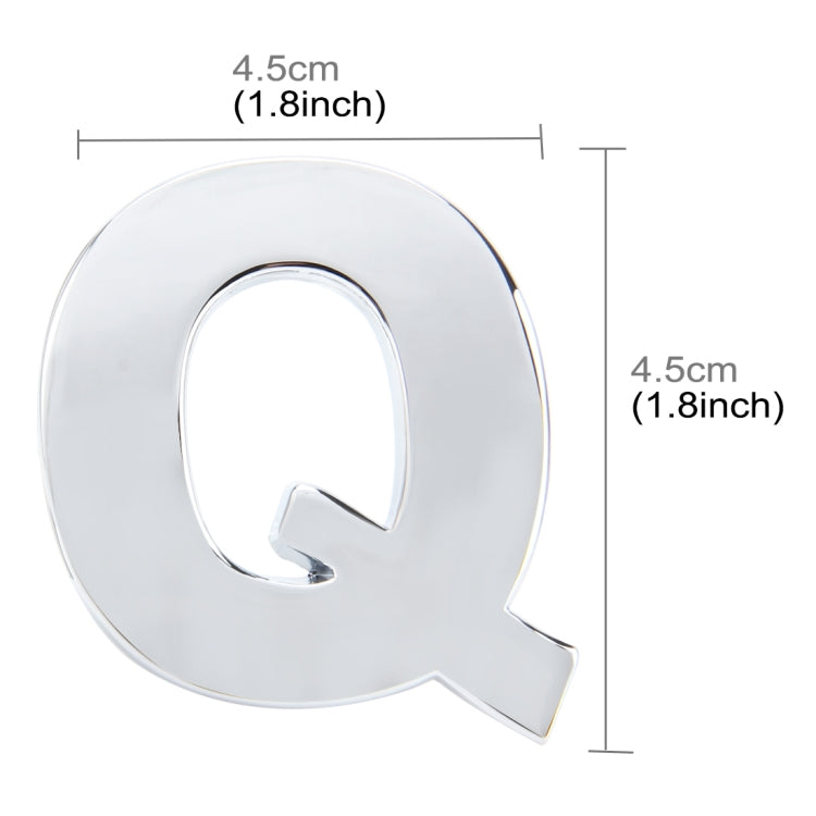 Car Vehicle Badge Emblem 3D English Letter Q Self-adhesive Sticker Decal, Size: 4.5*4.5*0.5cm by buy2fix