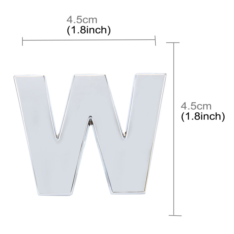 Car Vehicle Badge Emblem 3D English Letter W Self-adhesive Sticker Decal, Size: 4.5*4.5*0.5cm by buy2fix