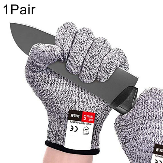 A Pair Cut-resistant Gardening Gloves HPPE Food-grade 5-Level Anti-cutting Anti-wear Safety Working Gloves, Size: S, Length: 20cm(Black) - Safety Gloves by buy2fix | Online Shopping UK | buy2fix