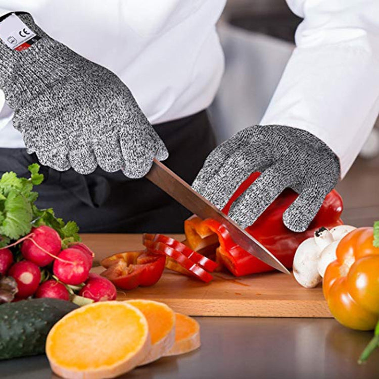 A Pair Cut-resistant Gardening Gloves HPPE Food-grade 5-Level Anti-cutting Anti-wear Safety Working Gloves, Size: XL, Length: 26cm(Black) by buy2fix
