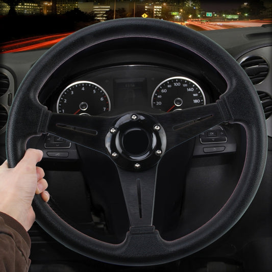 35cm PU Racing Sport Hand Wheel Car Modified Steering Wheel(Black) - Steering Wheel Accessories by buy2fix | Online Shopping UK | buy2fix