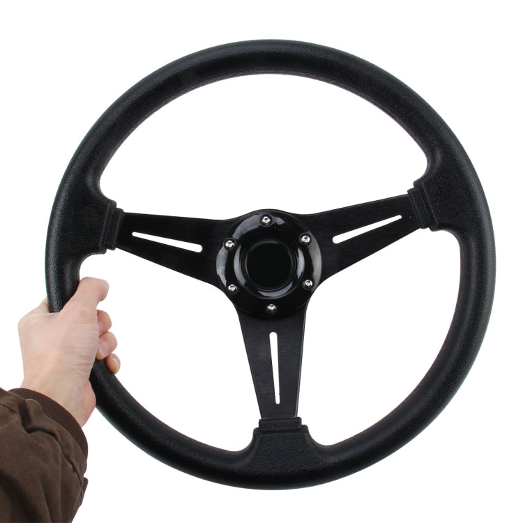 35cm PU Racing Sport Hand Wheel Car Modified Steering Wheel(Black) - Steering Wheel Accessories by buy2fix | Online Shopping UK | buy2fix