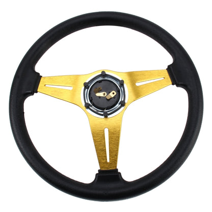 35cm PU Racing Sport Hand Wheel Car Modified Steering Wheel(Gold) - Steering Wheel Accessories by buy2fix | Online Shopping UK | buy2fix
