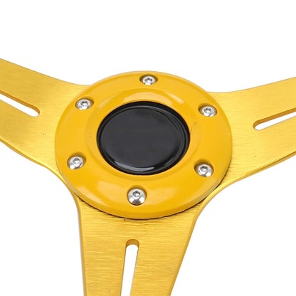 35cm PU Racing Sport Hand Wheel Car Modified Steering Wheel(Gold) - Steering Wheel Accessories by buy2fix | Online Shopping UK | buy2fix