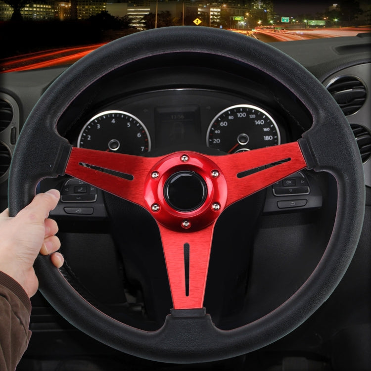 35cm PU Racing Sport Hand Wheel Car Modified Steering Wheel(Red) - Steering Wheel Accessories by buy2fix | Online Shopping UK | buy2fix
