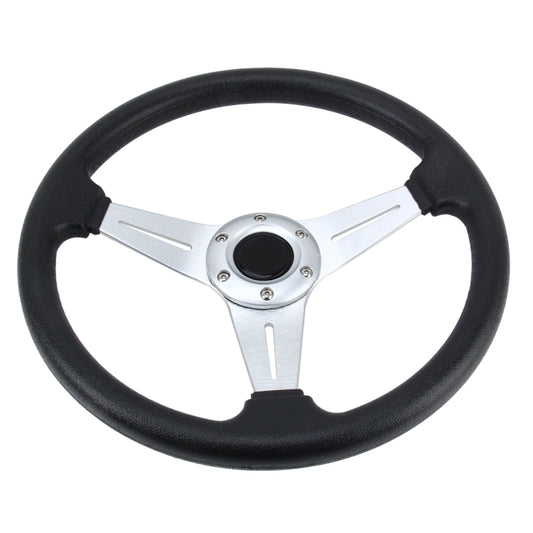 35cm PU Racing Sport Hand Wheel Car Modified Steering Wheel(Silver) - Steering Wheel Accessories by buy2fix | Online Shopping UK | buy2fix