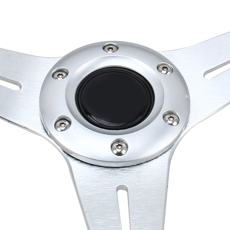 35cm PU Racing Sport Hand Wheel Car Modified Steering Wheel(Silver) - Steering Wheel Accessories by buy2fix | Online Shopping UK | buy2fix