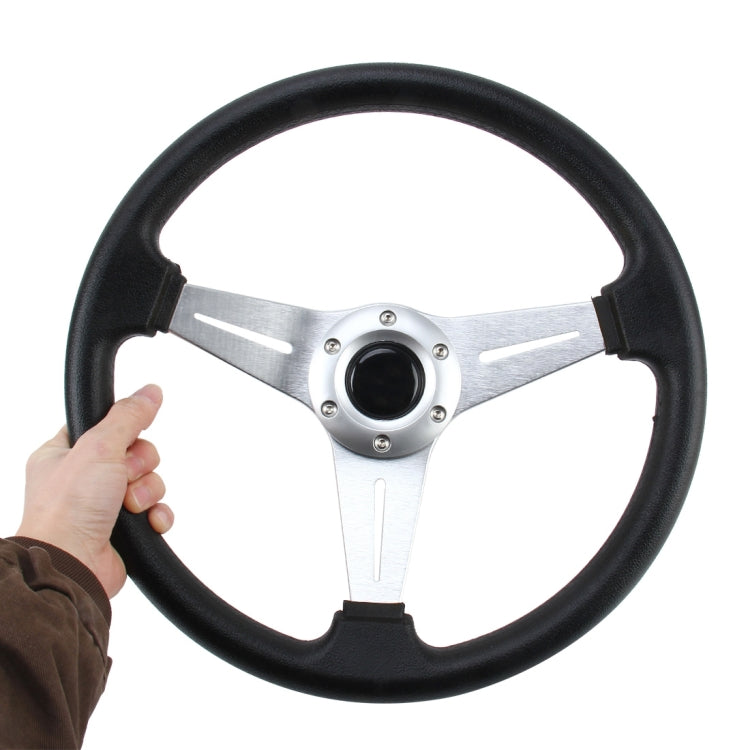 35cm PU Racing Sport Hand Wheel Car Modified Steering Wheel(Silver) - Steering Wheel Accessories by buy2fix | Online Shopping UK | buy2fix