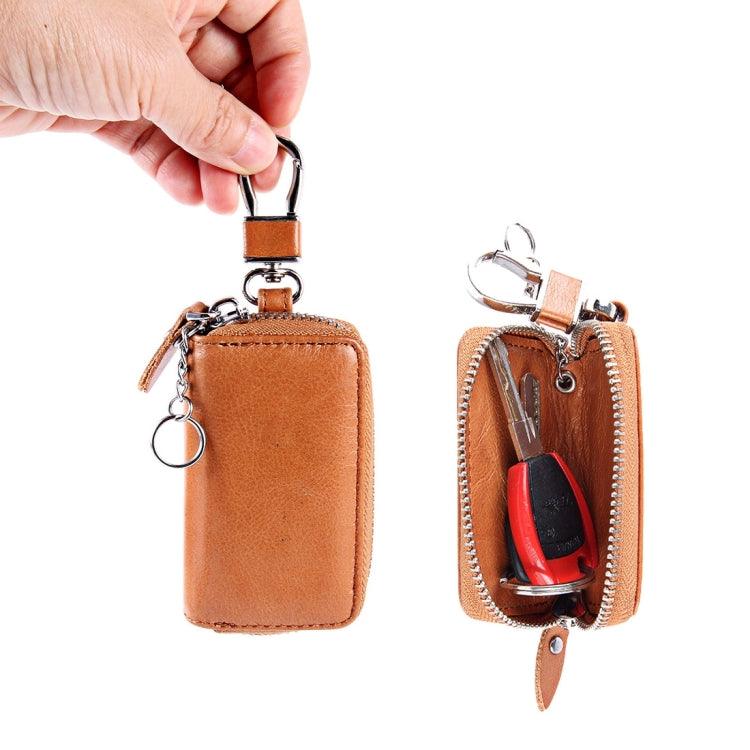 Universal Pure Cow Leather Waist Hanging Zipper Wallets Key Holder Bag (No Include Key) by buy2fix