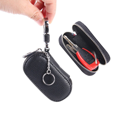 Universal Pure Cow Leather Waist Hanging Zipper Wallets Key Holder Bag (No Include Key) by buy2fix