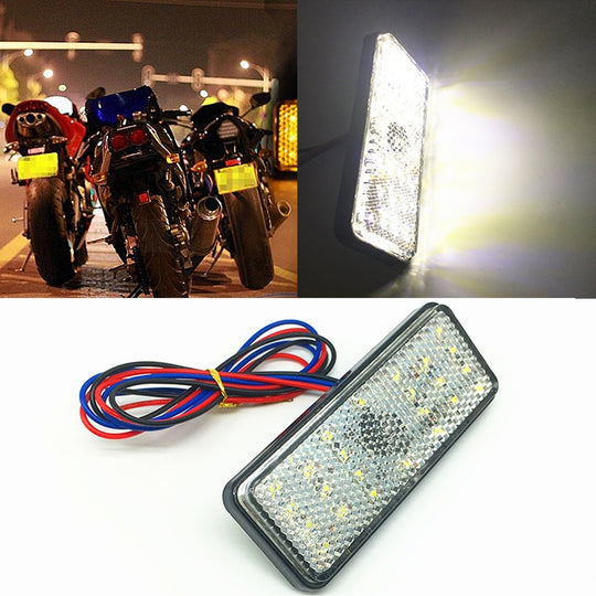2 PCS Motorcycle Car Trailer DC 12-15V 24-LED Indicator Lamp Reflector Rectangle Marker Tail Light, Light Color: Red (Steady + Flash Lighting)(White)
