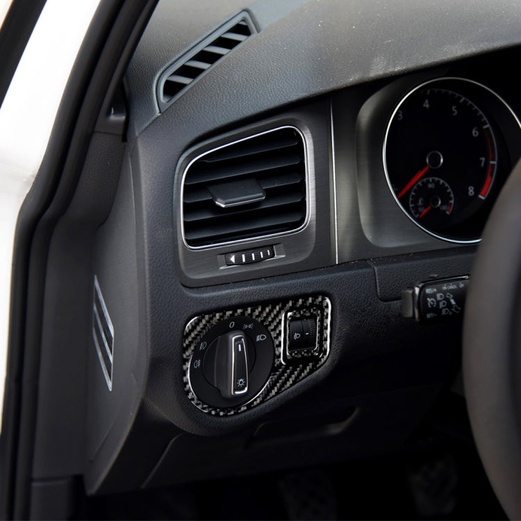 Car Carbon Fiber Headlight Switch Panel Decorative Sticker for Volkswagen Golf 7 2013-2017, Left Drive by buy2fix