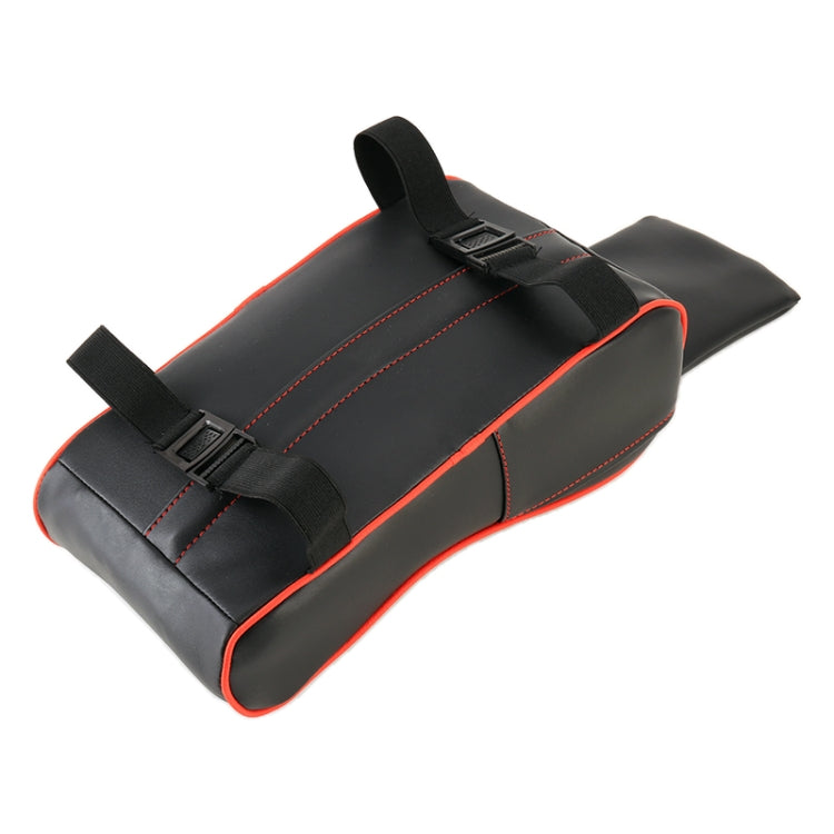 Universal Car PU Leather and Memory Foam Wrapped Armrest Box Car Armrest Box Mat with Phone Holder Storage Bag & Card Slot (Black Red) by buy2fix