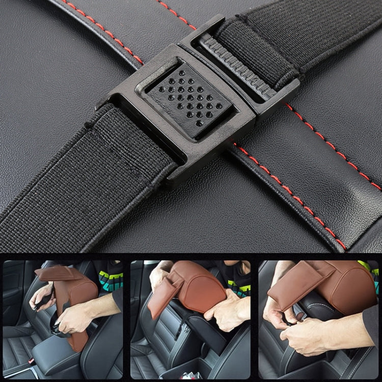 Universal Car PU Leather and Memory Foam Wrapped Armrest Box Car Armrest Box Mat with Phone Holder Storage Bag & Card Slot (Black Red) by buy2fix