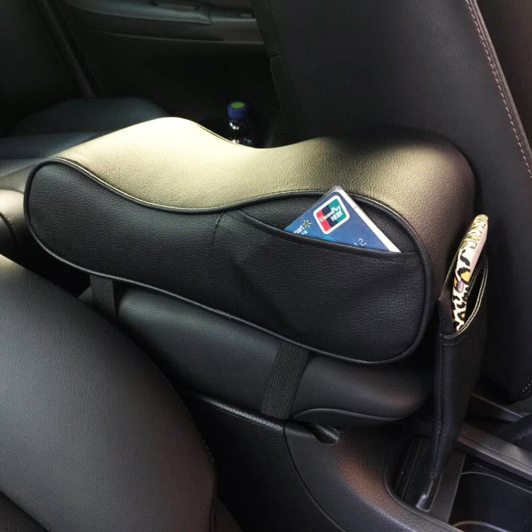 Universal Car PU Leather and Memory Foam Wrapped Armrest Box Car Armrest Box Mat with Phone Holder Storage Bag & Card Slot (Black) by buy2fix