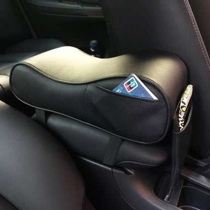 Universal Car PU Leather and Memory Foam Wrapped Armrest Box Car Armrest Box Mat with Phone Holder Storage Bag & Card Slot (Black) by buy2fix