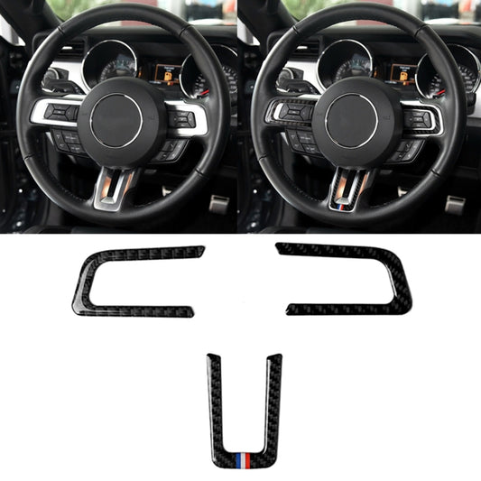 Car USA Color Carbon Fiber Steering Wheel Decorative Sticker for Ford Mustang 2015-2017 by buy2fix