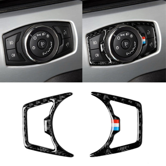 2 PCS Car USA Color Carbon Fiber Headlight Frame Decorative Sticker for Ford Mustang 2015-2017 by buy2fix