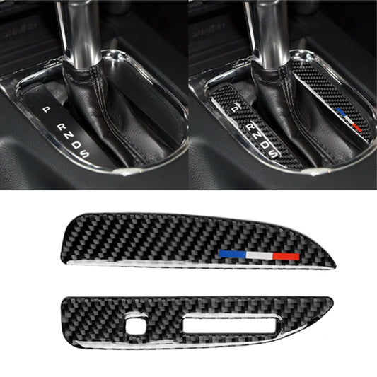 2 PCS Car USA Color Carbon Fiber Gearshift Panel Decorative Sticker for Ford Mustang 2015-2017, Left Drive by buy2fix