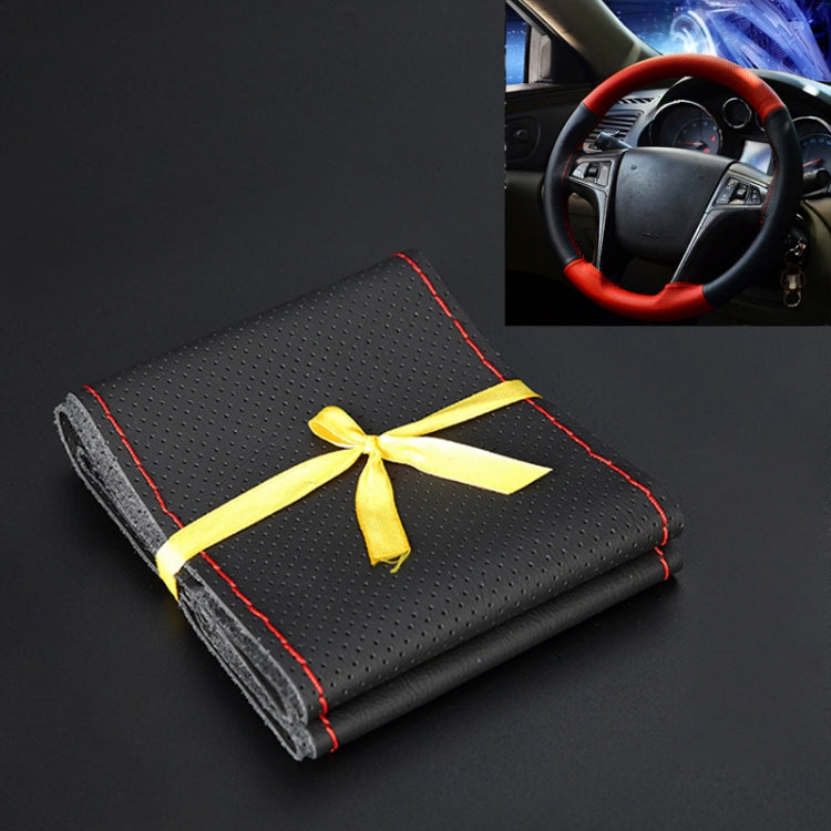 Four Seasons Genuine Leather Hand-stitched Car Adaptation Steering Wheel Cover for 38cm Steering Wheel by buy2fix