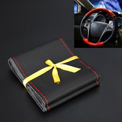 Four Seasons Genuine Leather Hand-stitched Car Adaptation Steering Wheel Cover for 38cm Steering Wheel by buy2fix