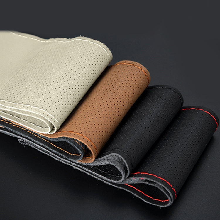 Four Seasons Genuine Leather Hand-stitched Car Adaptation Steering Wheel Cover for 38cm Steering Wheel by buy2fix