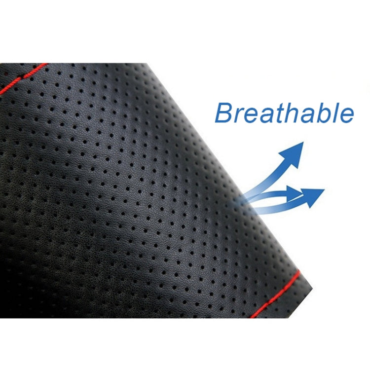 Car Genuine Leather Hand-stitched Adaptation Steering Wheel Cover, For Steering Wheel Size 37-38cm(Black) by buy2fix