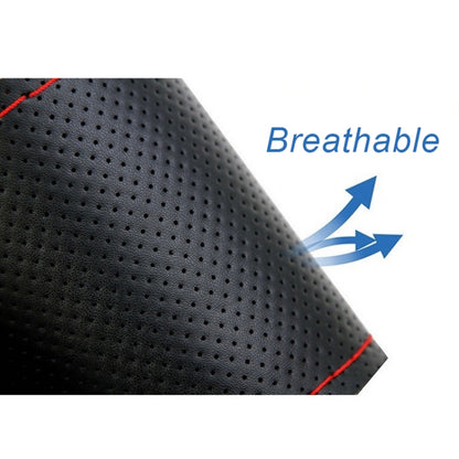Car Genuine Leather Hand-stitched Adaptation Steering Wheel Cover, For Steering Wheel Size 37-38cm(Black) by buy2fix