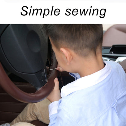 Car Genuine Leather Hand-stitched Adaptation Steering Wheel Cover, For Steering Wheel Size 37-38cm(Black) by buy2fix