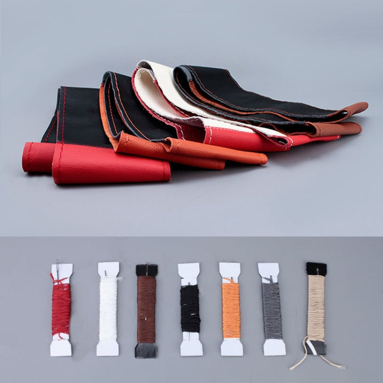 Car Universal 38cm Genuine Leather Hand-stitched Steering Wheel Cover(Black Red) by buy2fix