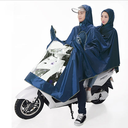 Universal Super Water-Resistant Dual Hooded Motorcycle Rain Poncho Coat Raincoat(Blue) by buy2fix