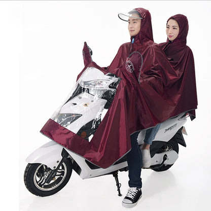 Universal Super Water-Resistant Dual Hooded Motorcycle Rain Poncho Coat Raincoat(Brown) by buy2fix