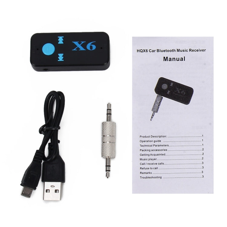 HQX6 Car Bluetooth V4.1 Audio Music Player Receiver Adapter, Support Wireless Hands-free & TF Card & USB Charge - Bluetooth Adapters by buy2fix | Online Shopping UK | buy2fix